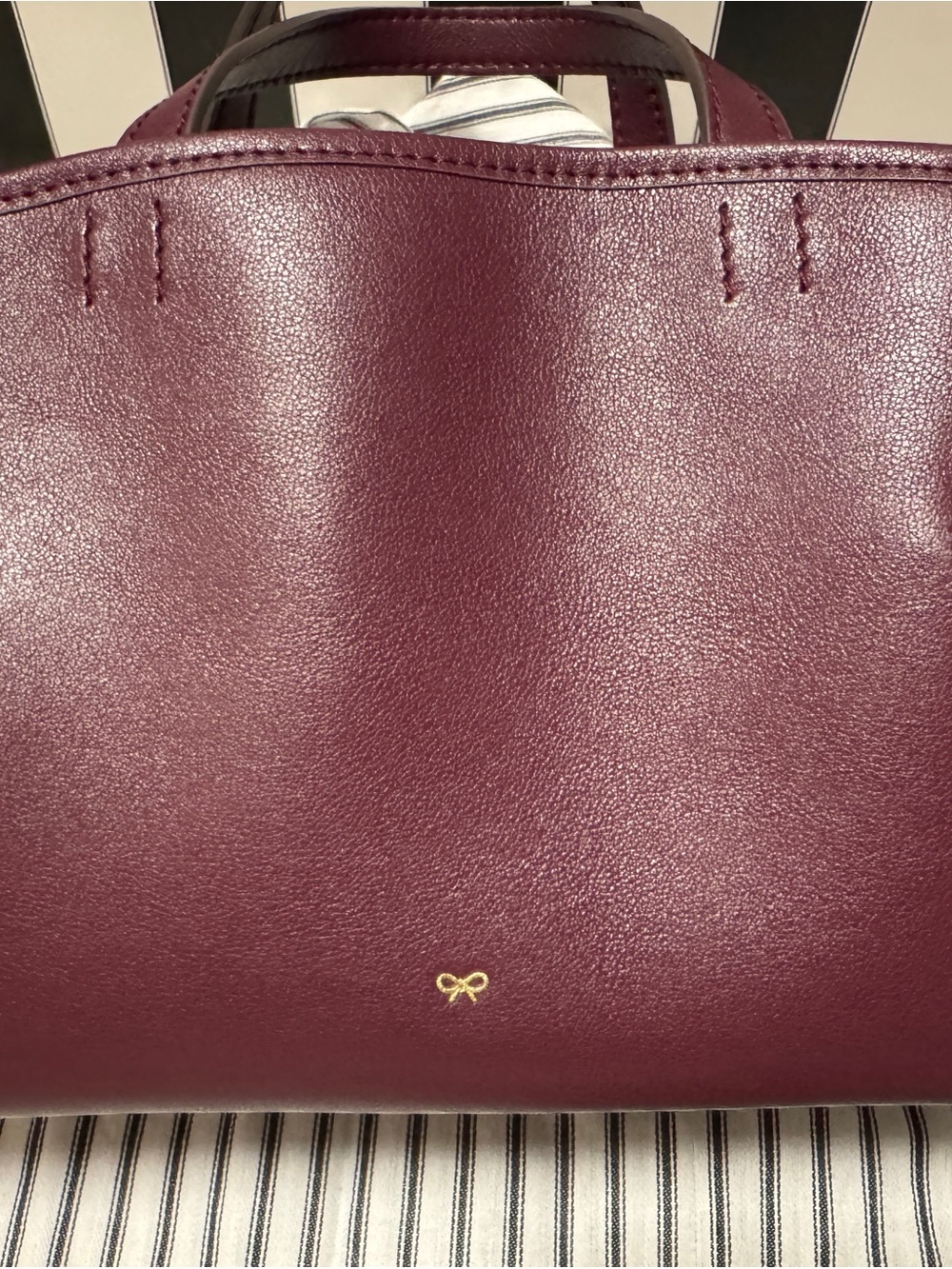 Anya Hindmarch Plum Leather Structured Top-Handle Satchel - Picture 7 of 16
